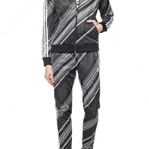 NWT Adidas black and white striped long sleeve casual athletic  jacket XXS - Picture 1 of 6